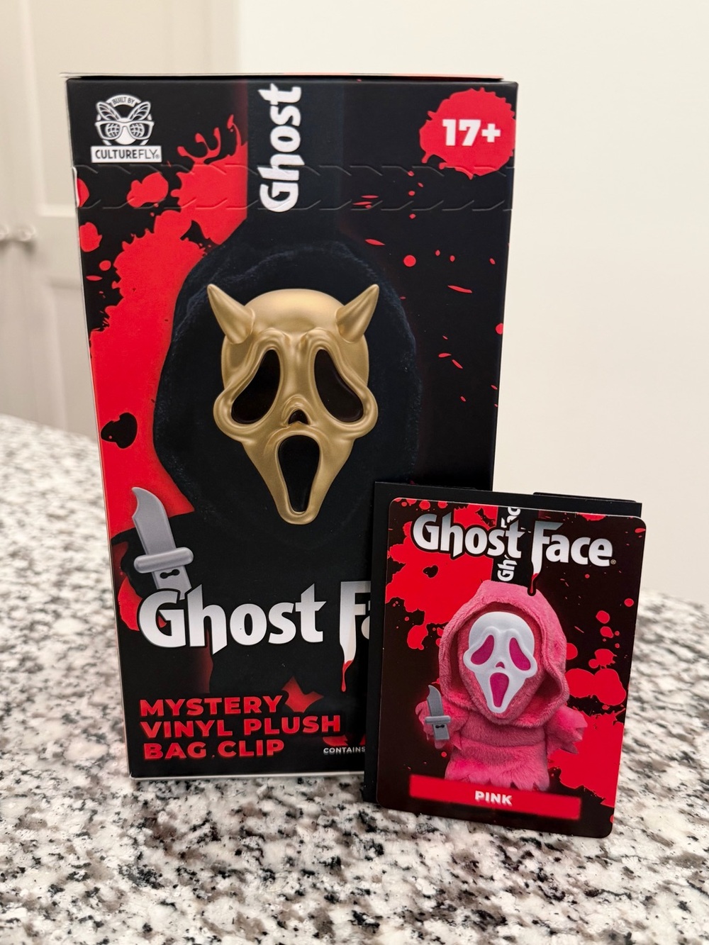 VIRAL Ghost Face Mystery Plush PINK Bag Clip RARE SECRET Culturefly